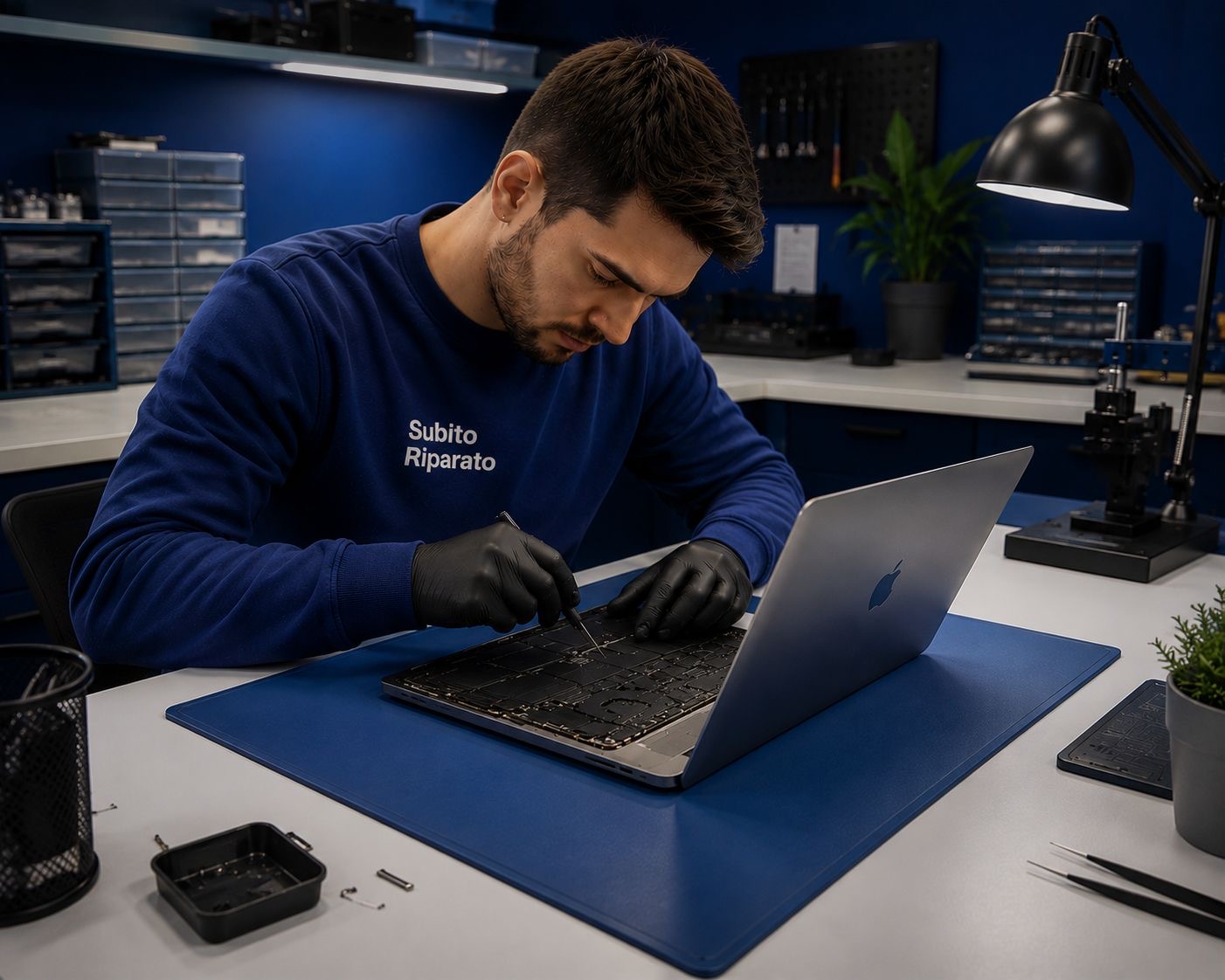 Tecnico Subito Riparato apre dal retro un MacBook Pro per riparazione